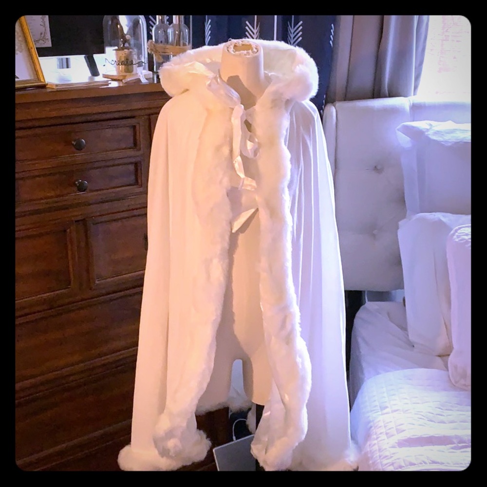 Winter white fur cape